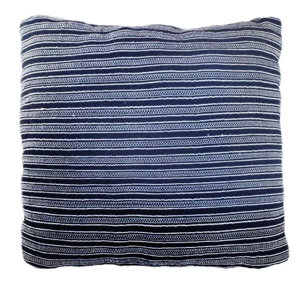 Handwoven cotton indigo Shore Pillow