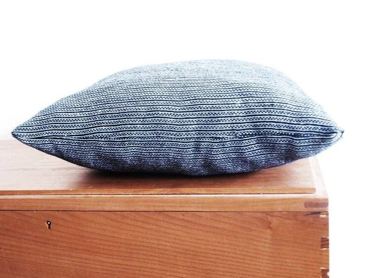 Handwoven cotton indigo Shore Pillow
