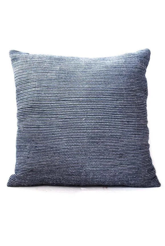 Handwoven cotton indigo Shore Pillow