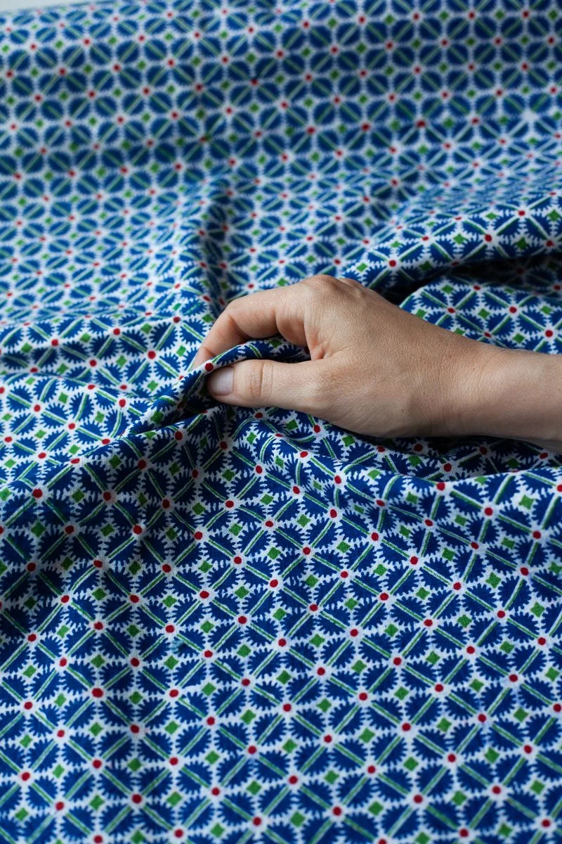 Vintage Chinese Blockprint Cloth - Green/Blue