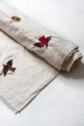 Handwoven undyed Cotton with Embroidered Birds & Bees