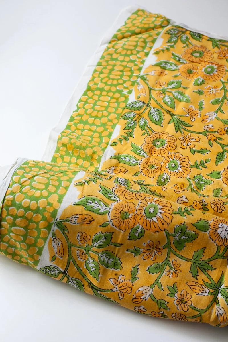 Block Printed Indian Cotton, vegetable + clay dyed- Golden Hour
