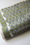 Block Printed Indian Cotton, vegetable + clay dyed- Rainy Tulips