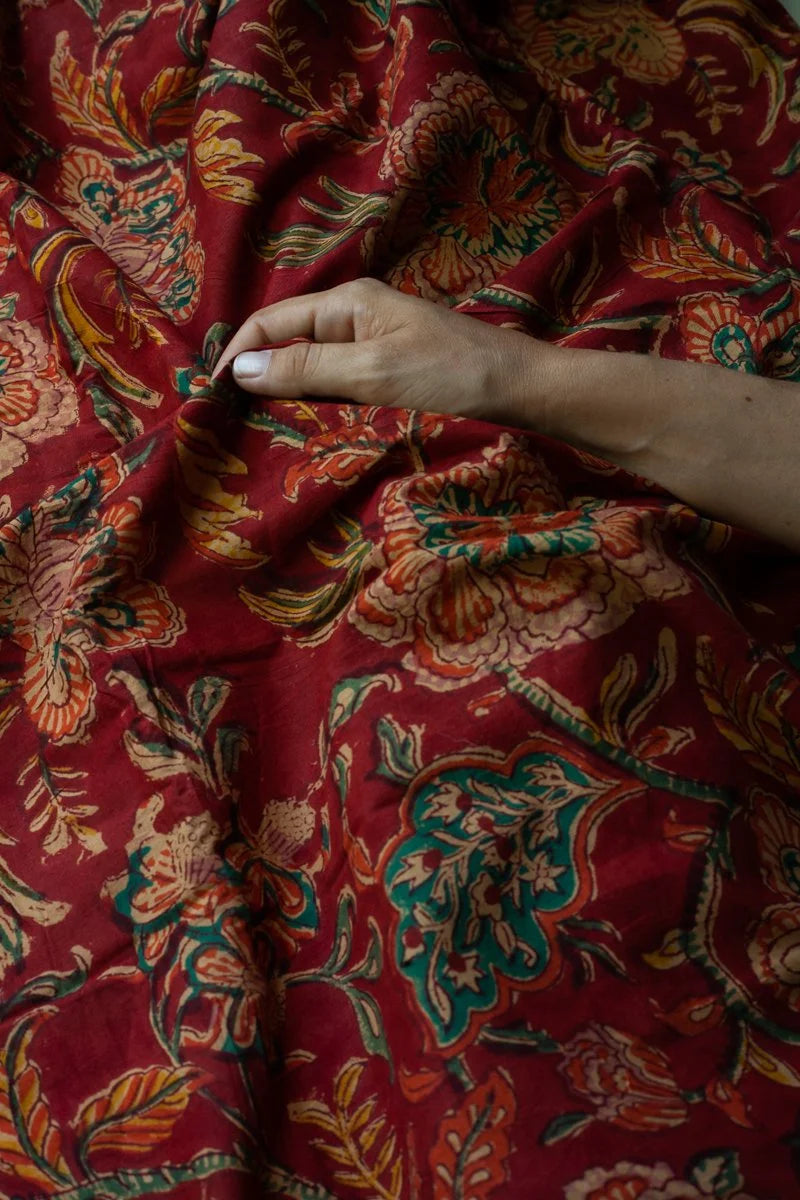Block Printed Indian Cotton, vegetable + clay dyed- Darjeeling