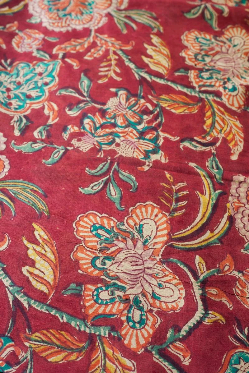 Block Printed Indian Cotton, vegetable + clay dyed- Darjeeling
