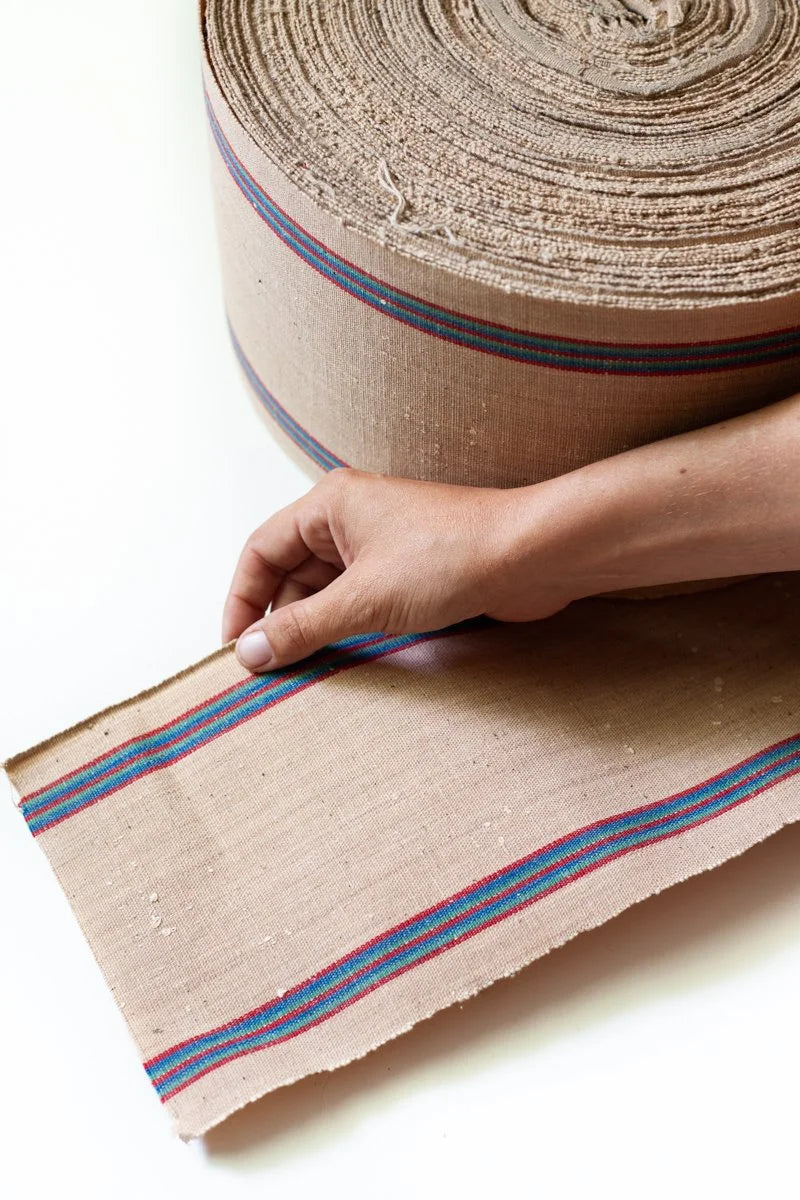 Antique French Espadrille Canvas - Striped Ecru