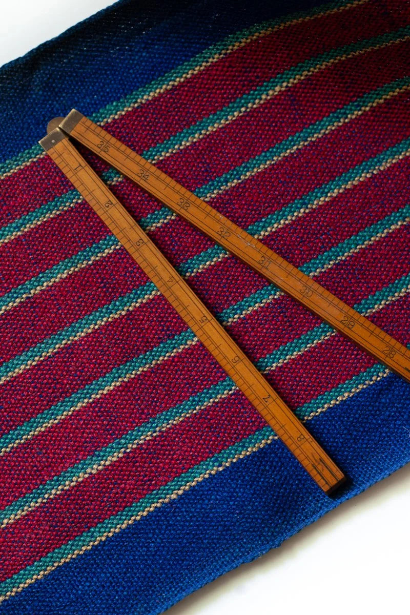 Antique French Espadrille Canvas - Red/Blue