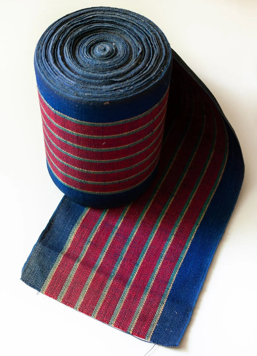 Antique French Espadrille Canvas- Red/Blue
