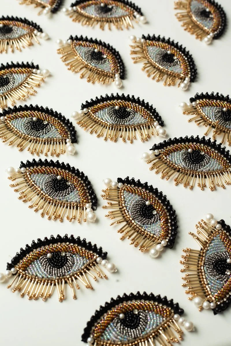 Handmade Beaded Eye Applique