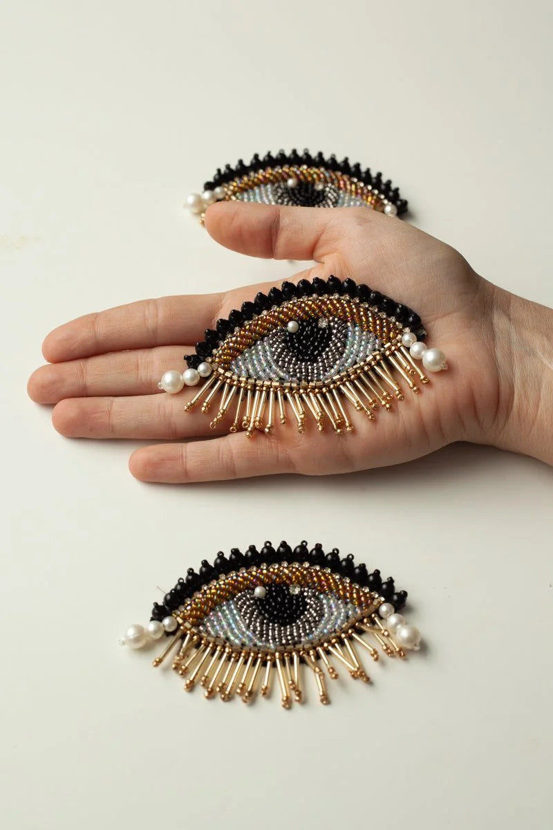 Handmade Beaded Eye Applique