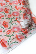 Block Printed Indian Cotton, vegetable + clay dyed- Madder Poppies