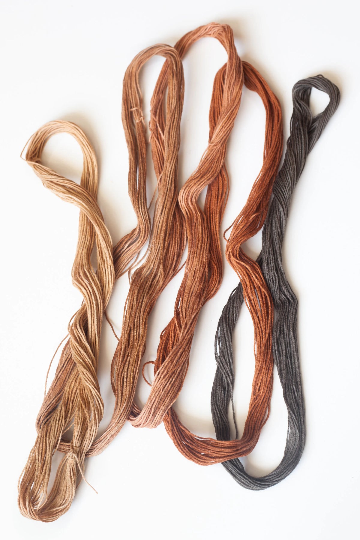 Japanese Persimmon hand dyed Cotton Embroidery Thread 5 shades Kakishibu