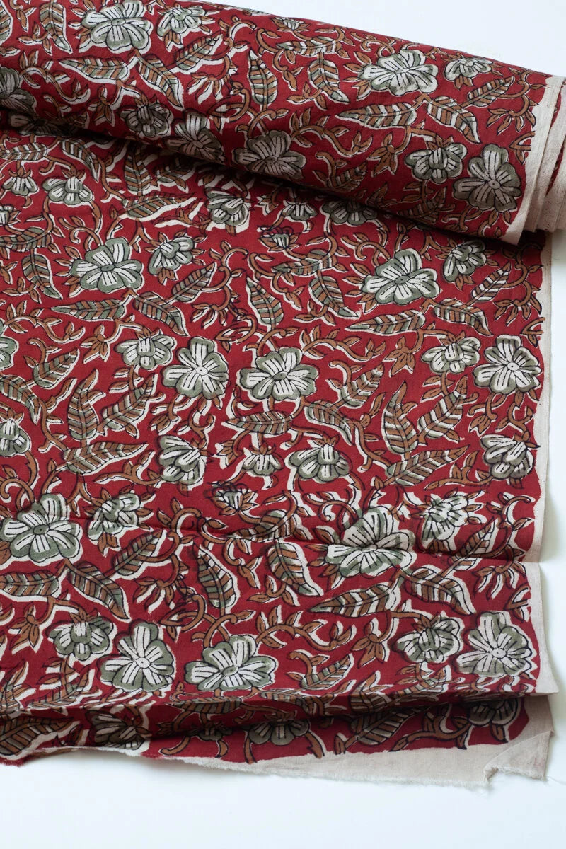 Block Printed Indian Cotton, vegetable + clay dyed- Jaipur Garden