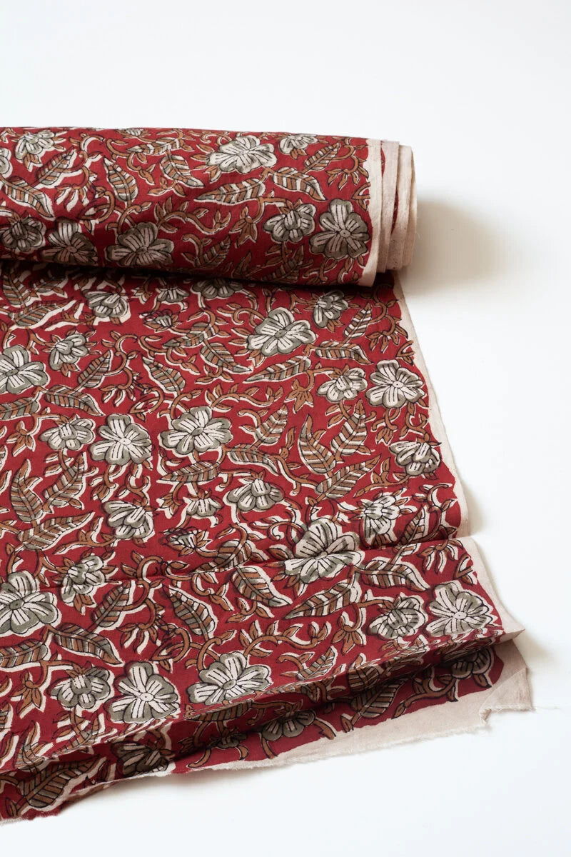 Block Printed Indian Cotton, vegetable + clay dyed- Jaipur Garden