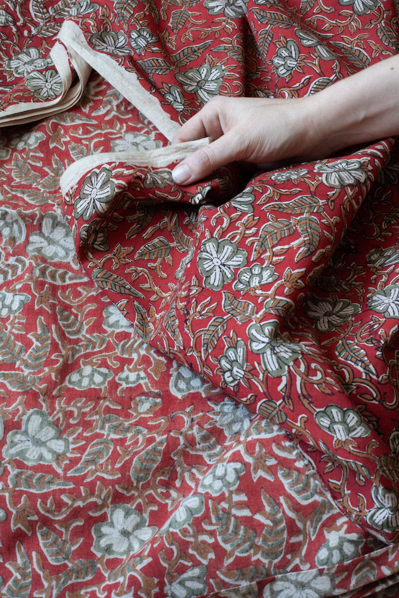 Block Printed Indian Cotton, vegetable + clay dyed- Jaipur Garden