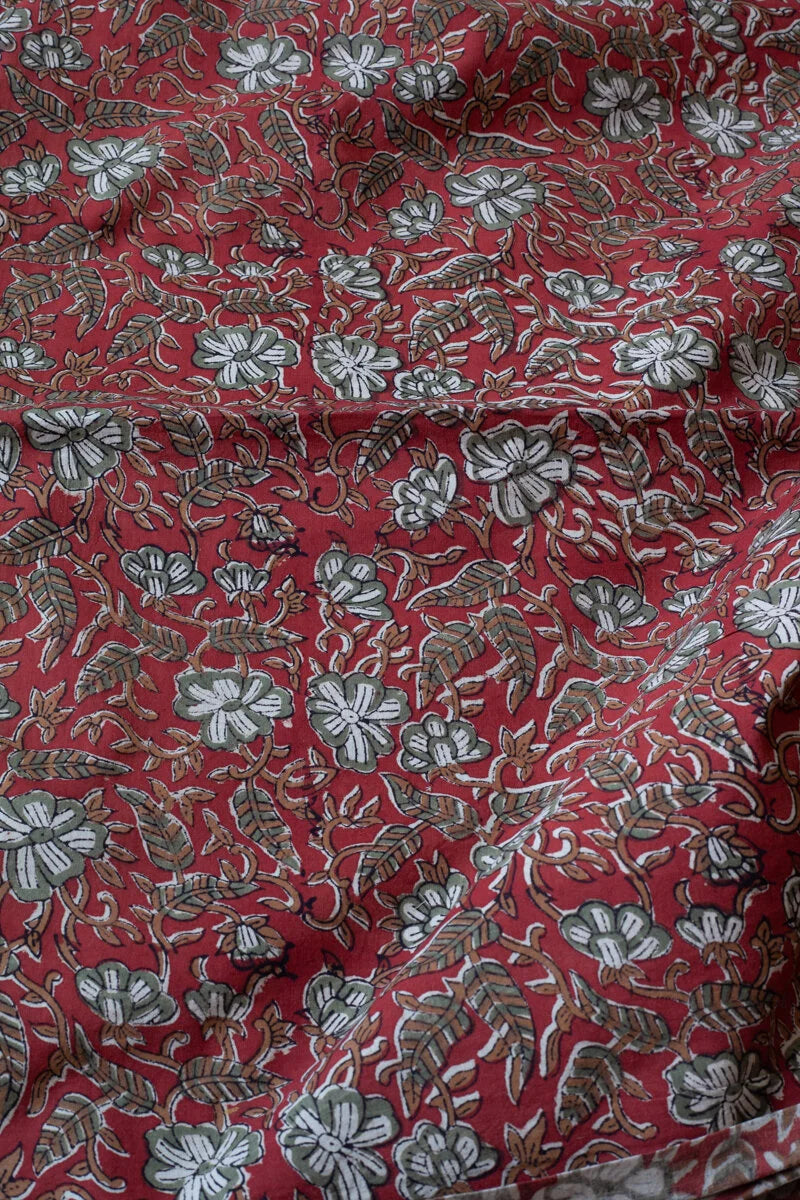 Block Printed Indian Cotton, vegetable + clay dyed- Jaipur Garden