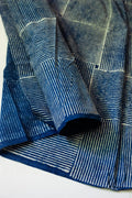 Block Printed Indian Cotton, vegetable + clay dyed- Indigo Basketweave