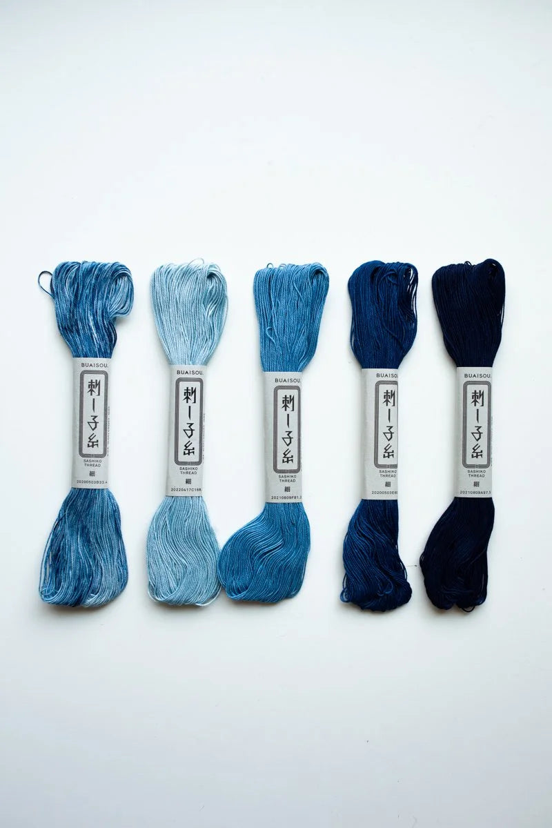 Japanese Indigo Cotton Embroidery Thread 5 skeins
