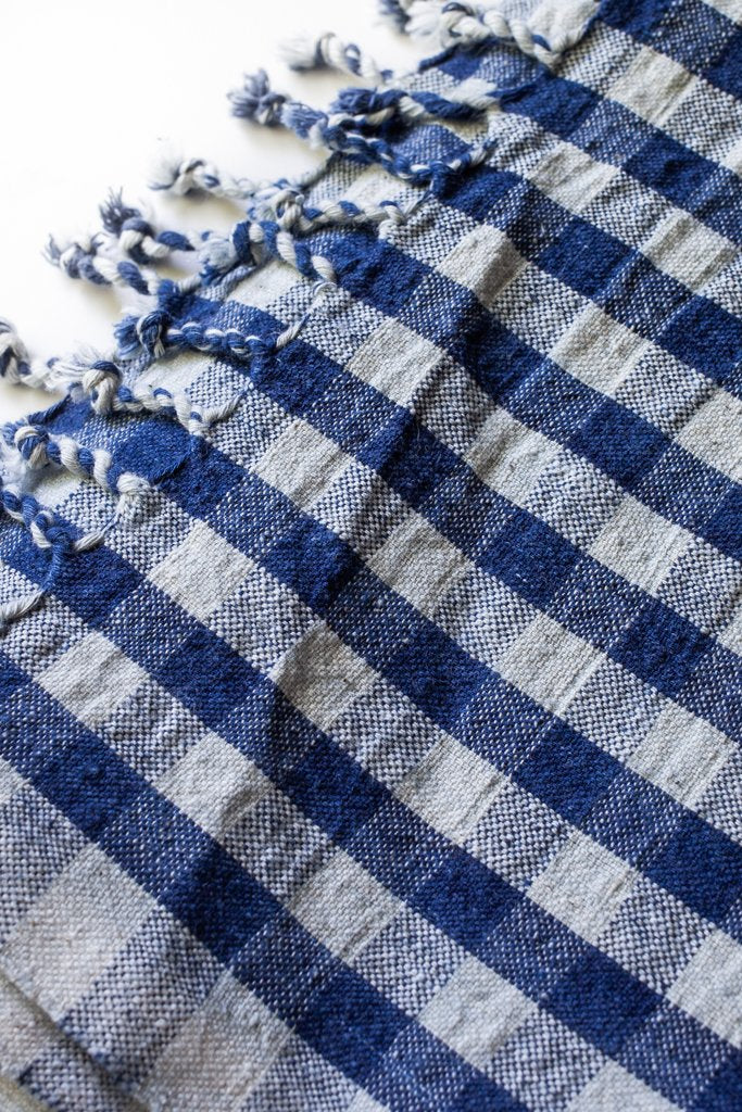 Handwoven Hand Towel - Indigo Gingham