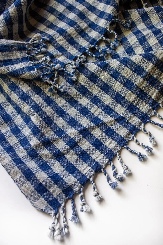 Handwoven Hand Towel - Indigo Gingham