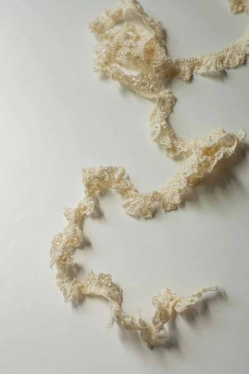 Organic Elastic Lace 1" (25mm) - Unbleached/ecru