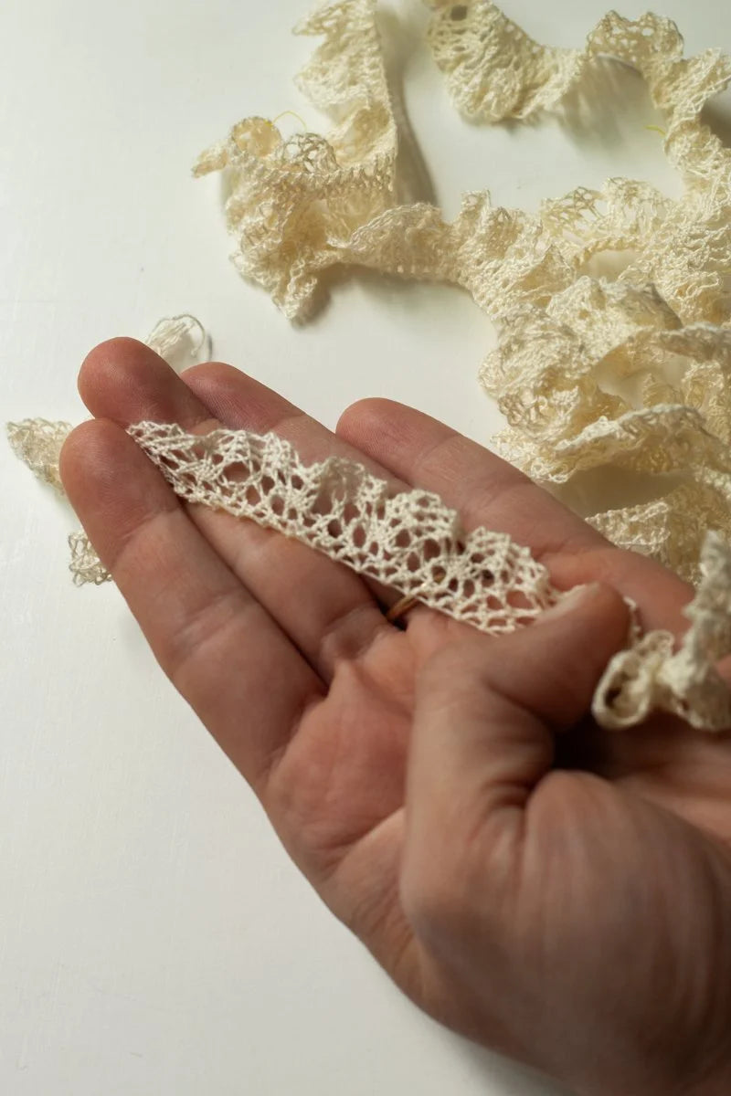Organic Elastic Lace 1" (25mm) - Unbleached/ecru