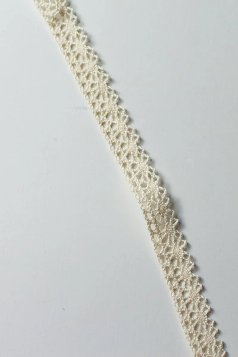 Organic Lace Ribbon 0.4" (10mm) - Unbleached/ecru