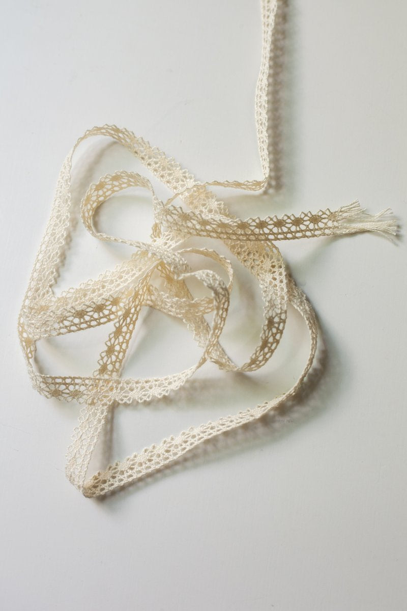 Organic Lace Ribbon 0.4" (10mm) - Unbleached/ecru