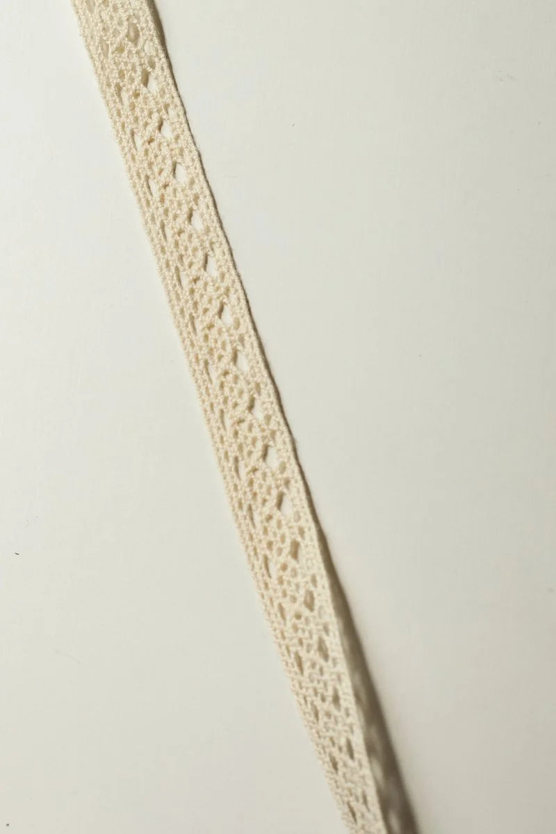 Organic Lace Ribbon 0.5" (13mm) - Unbleached/ecru