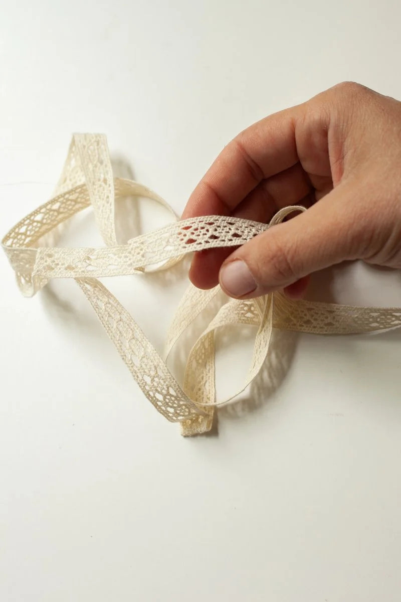 Organic Lace Ribbon 0.5" (13mm) - Unbleached/ecru
