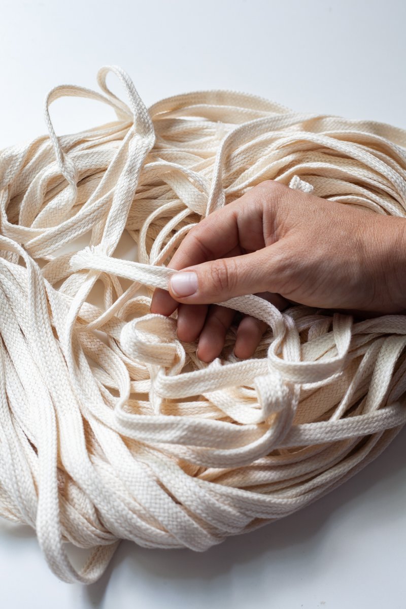 Organic woven cotton tubular cord 0.35" (9mm) - Unbleached/ecru